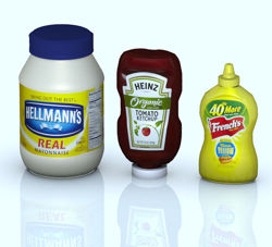 Three Condiment Food Container Models