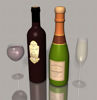 Picture of Champagne and Wine Bottles with Glasses Model Set - Poser and DAZ Studio Format