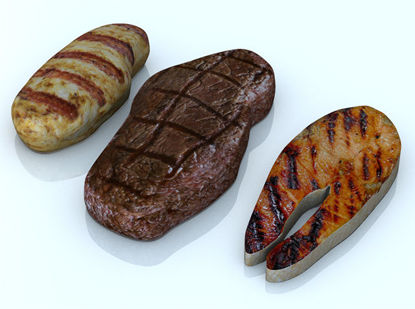 Picture of Grilled Meat Entree Food Models Set 1 - Poser and DAZ Studio Format