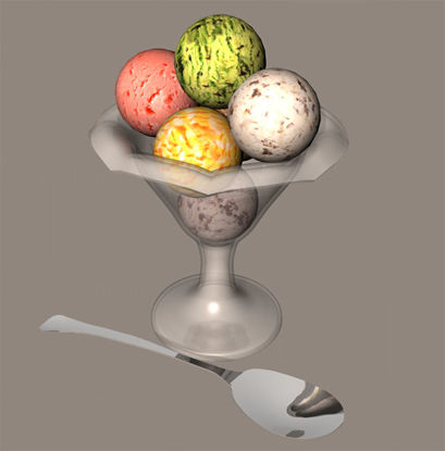 Picture of Ice Cream with Dish and Spoon