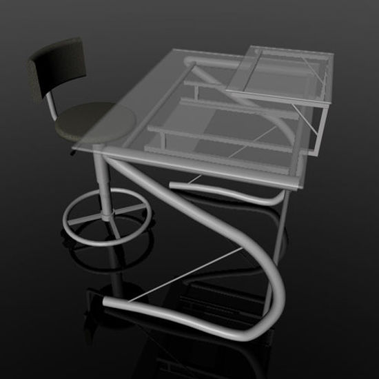 Picture of Glass Computer Desk and Secretary Chair Props