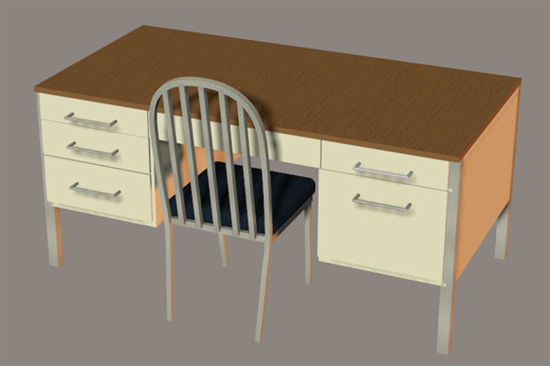 Picture of Metal Office Desk and Chair Office Props