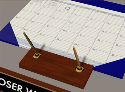 Picture of Desk Calendar, Pen Set and Name Plate Office Props