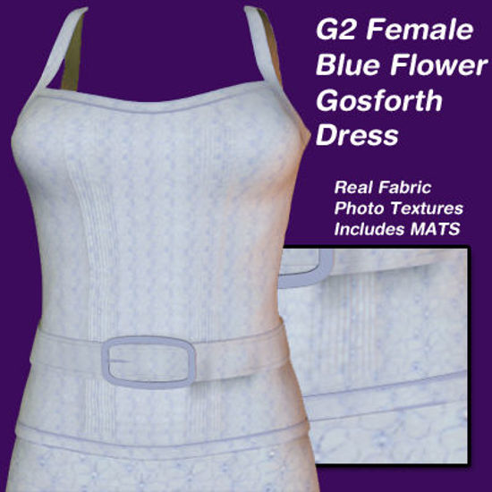 Picture of Blue Flower Gosforth Dress for Poser G2 Females