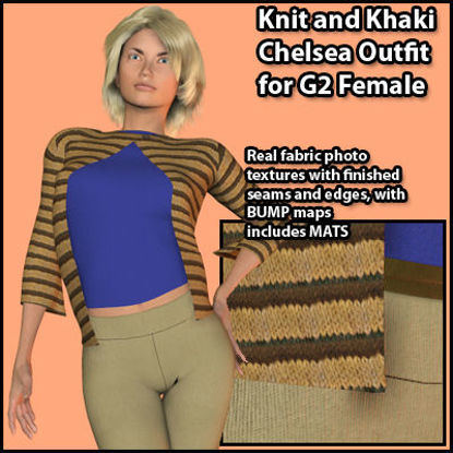 Picture of Knit and Khaki Chelsea Outfit for the Poser G2 Sydney Female