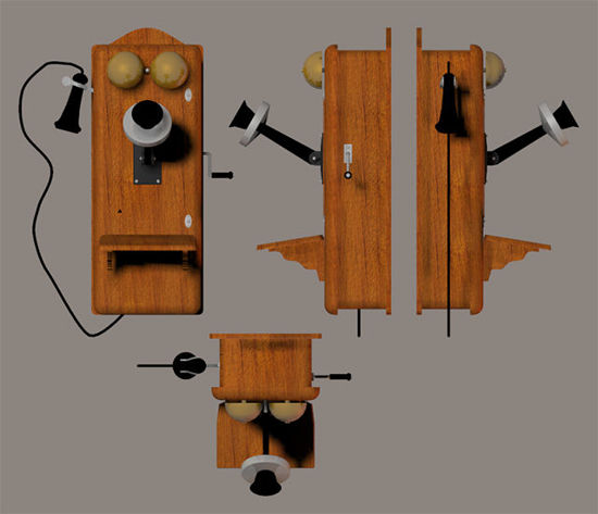 Picture of Old Crank Telephone Model with Movements and Morphs