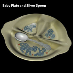 Baby Plate and Silver Spoon Props