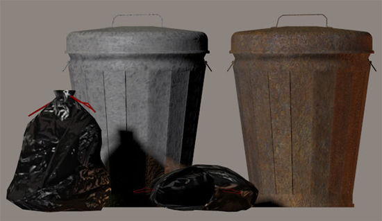 Picture of Trash Can and Trash Bag Models