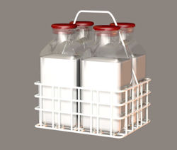 Vintage Glass Milk Bottles and Carrier Food Props