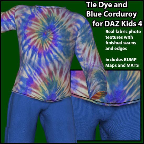 Picture of Tie Dye and Blue Corduroy Outfit for DAZ Kids 4