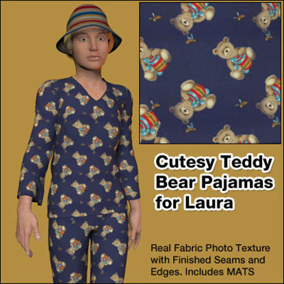 Picture of Cutesy Teddy Bear Pajama Texture for Laura - LauraPJs-C