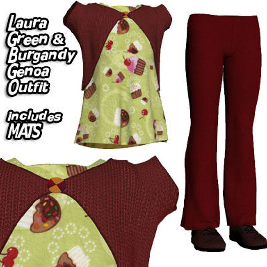 Picture of Green and Burgundy Genoa Outfit for Laura