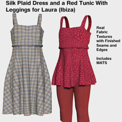 Plaid Silk Dress and Red Tunic Ibiza for Laura