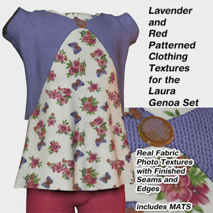 Picture of Red and Lavender Patterned Clothing Textures for Laura Genoa