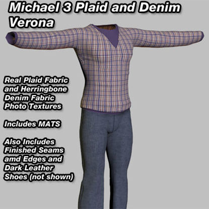Picture of Purple Plaid and Denim Verona Outfit for Michael 3