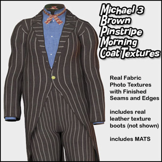 Picture of Brown Pinstripe Morning Coat and Pants Texture for Michael 3
