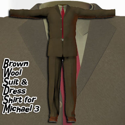 Picture of Brown Wool Suit and Dress Shirt for Michael 3