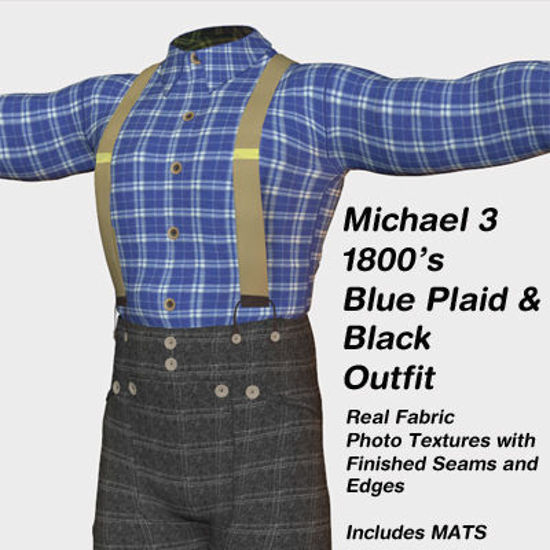 Picture of Michael 3 Blue Plaid 1800's Outfit
