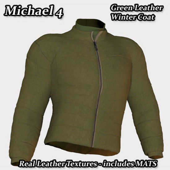 Picture of Green Leather Winter Coat for Michael 4