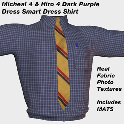 Picture of Dark Purple Checker Dress Shirt with Tie for Michael 4 and Hiro 4