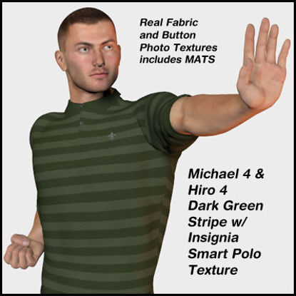 Picture of Dark Green Striped Smart Polo Texture for Michael 4 and Hiro 4