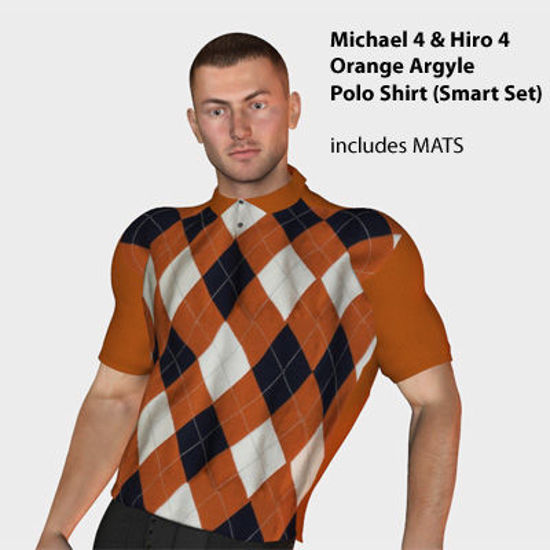 Picture of Orange Argyle Polo Shirt for Michael 4 and Hiro 4