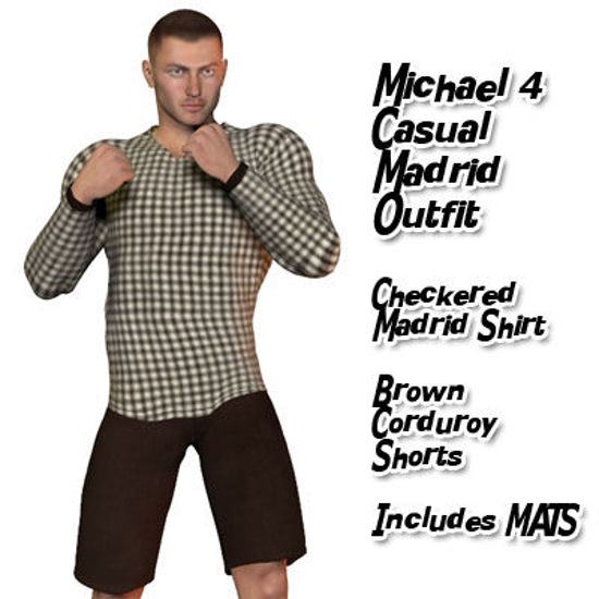 Picture of Checkered Madrid Shirt and Corduroy Shorts Casual Set