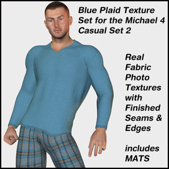 Picture of Blue Plaid Texture Set for Michael 4 Casual Set 2