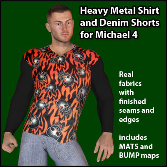 Picture of Heavy Metal Shirt and Denim Shorts for Michael 4