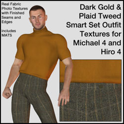 Dark Gold and Tweed Smart Outfit Textures for Michael 4 and Hiro 4