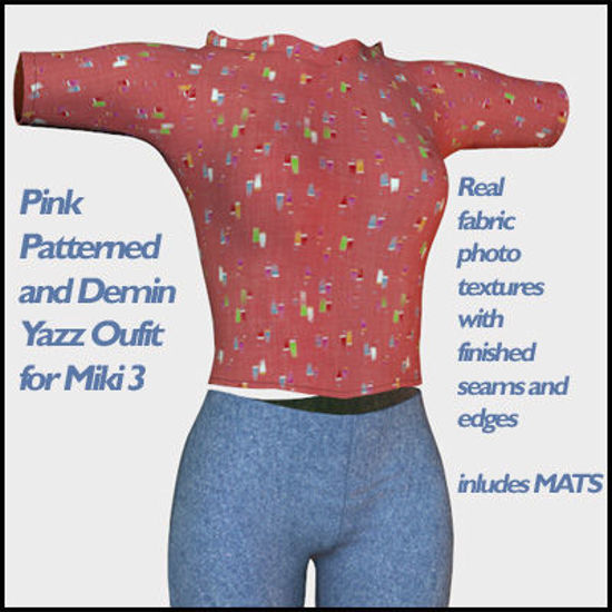 Picture of Pink Patterned and Denim Yazz Outfit for Miki 3