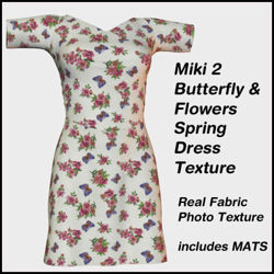 Miki 2 Butterflies and Flowers Spring Dress Texture