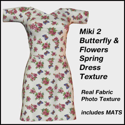 Picture of Miki 2 Butterflies and Flowers Spring Dress Texture