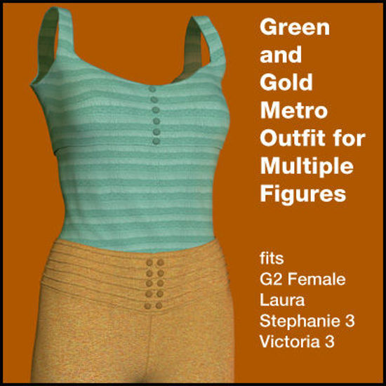 Picture of Gold and Green Metro Outfit  - Material Pack, Add-On for Metro for Poser
