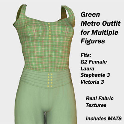 Picture of Green Metro Outfit for Multiple Figures - Poser G2, DAZ 3D Laura, SP3, and V3