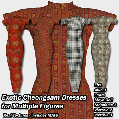 Picture of Cheongsam 2 Exotic Dresses for Poser - Required Textures