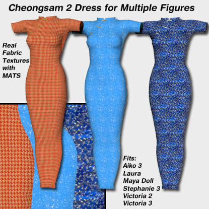 Picture of Cheongsam 2010 Dresses for Aiko 3 - Poser / DAZ 3D ( A3 )