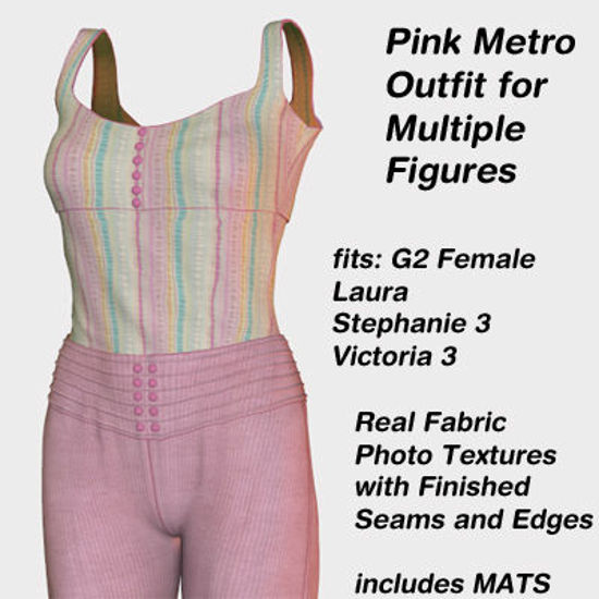 Picture of Pink Metro Outfit for Multiple Poser G2F, Laura / DAZ 3D V3,  SP3
