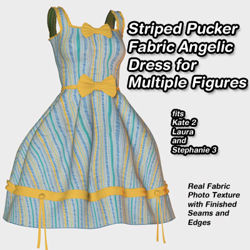Striped Puckered Fabric Angelic Dress for Multiple Figures - Laura