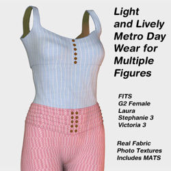 Light and Lively Metro Day Wear for Poser G2F, Laura, DAZ 3D Stephanie 3 and Victoria 3