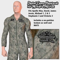 Digital Camo Flightsuit Textures for Flightsuit 2005 for Poser