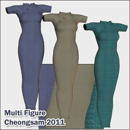 Picture of Cheongsam 2011 Dress for Poser Figures - DAZ 3D ( A3, MD, L, SP3,  V2 &  V3 )