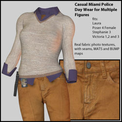 Casual Miami Day Wear Outfit for Multiple Figures - Material Pack Add-On for Miami Day Wear for Poser