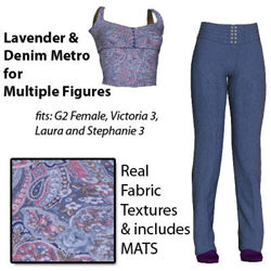 Lavender Paisley and Denim for Multiple Figures - Laura