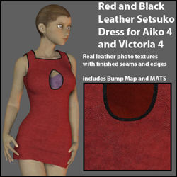 Red and Black Leather Sexy Setsuko Dress for Aiko 4 and Victoria 4