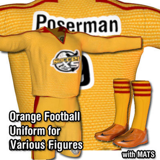 Picture of Orange Football / Soccer Uniform for David - Poser / DAZ 3D David