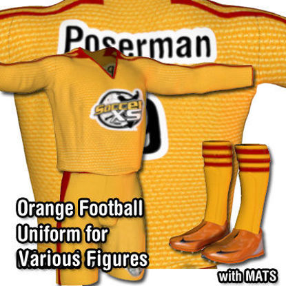 Picture of Orange Football / Soccer Uniform for Luke and Laura - Poser / DAZ 3D L&L