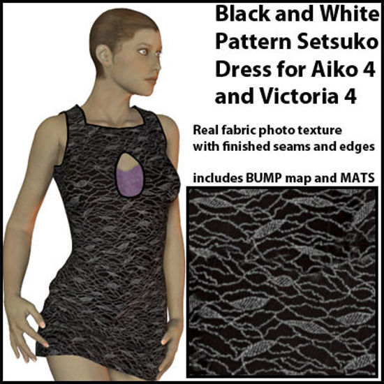 Picture of Sexy Black and White Pattern Setsuko Dress for Victoria 4 and Aiko 4