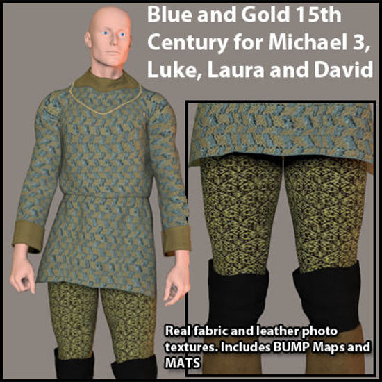 Picture of Blue and Gold 15th Century Outfit for Michael 3, Luke, Laura and David - M3