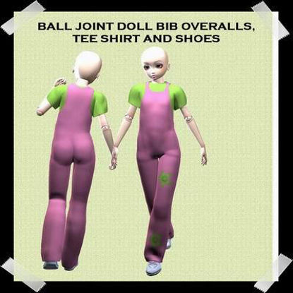 Picture of Bib Overalls, shoes and Tee Shirt for the Ball Joint Doll